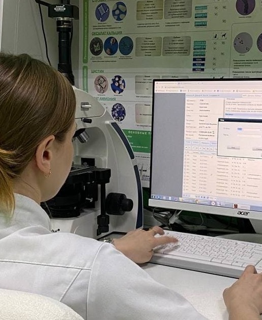 Рабочий процесс в собственной лаборатории при ветеринарной клинике "Лапа Помощи"